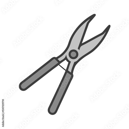 Gray garden shears icon on black background in vector