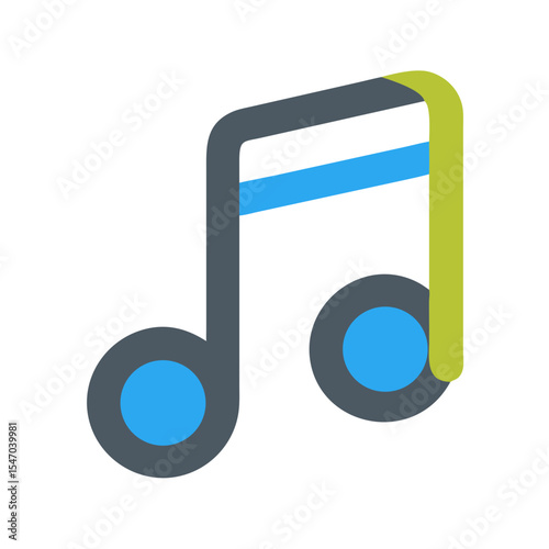 Modern stylized music note icon on black background art
