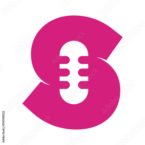 letter S with negative space mic icon in the middle, logo design inspirations