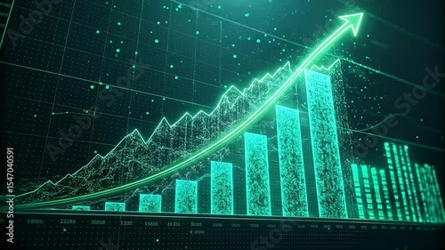 Business financial growth stock market chart with up arrow line in digital theme