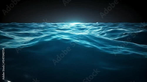 sunlight reflecting on the deep ocean in digital world