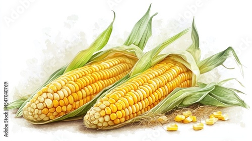 Wallpaper Mural Two ears of corn, detailed illustration Torontodigital.ca
