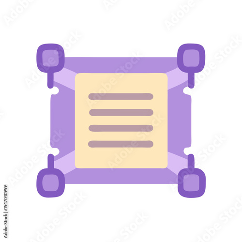 Stylized document or parchment icon on a square holder