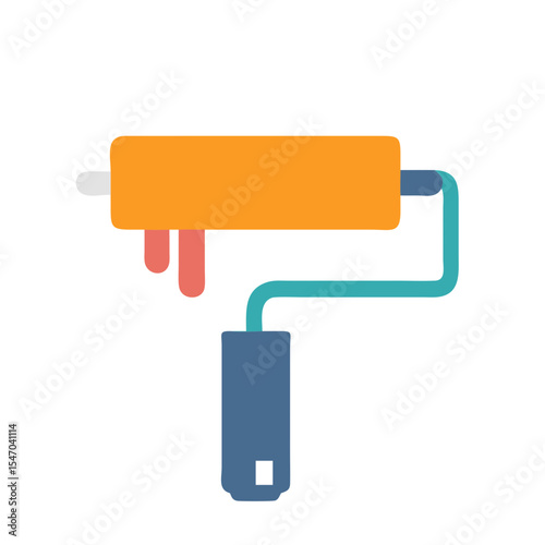 Minimalist paint roller illustration against a solid black backdrop