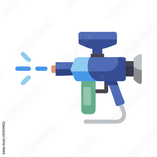 Flat design paintball gun shooting a burst of paint