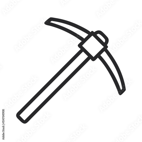 Minimalist pickaxe illustration on solid black background design element