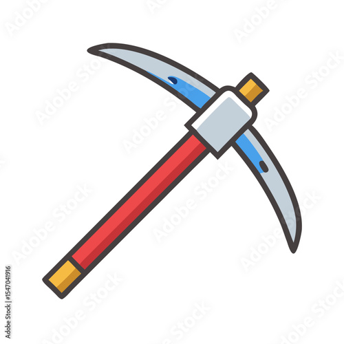 Stylized pickaxe vector illustration with bold outlines on black