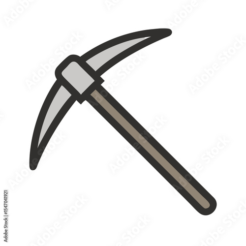Isolated vector pickaxe graphic for mining or construction work