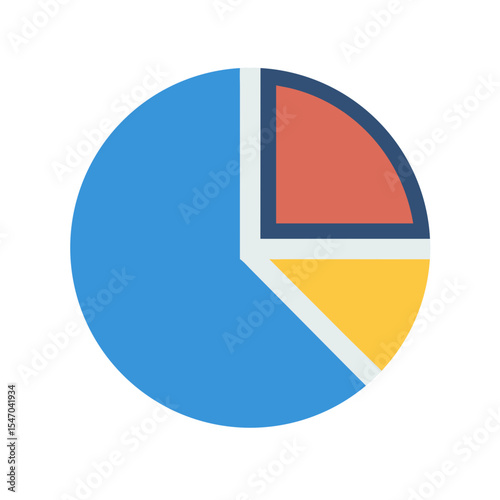 Vibrant pie chart illustration showcasing data distribution with segments