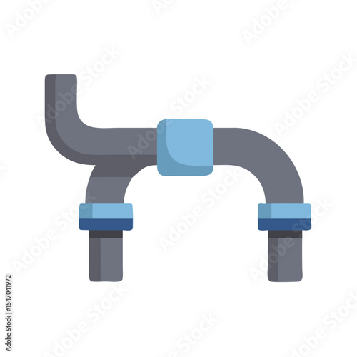 Abstract gray plumbing pipes and blue connectors illustration design