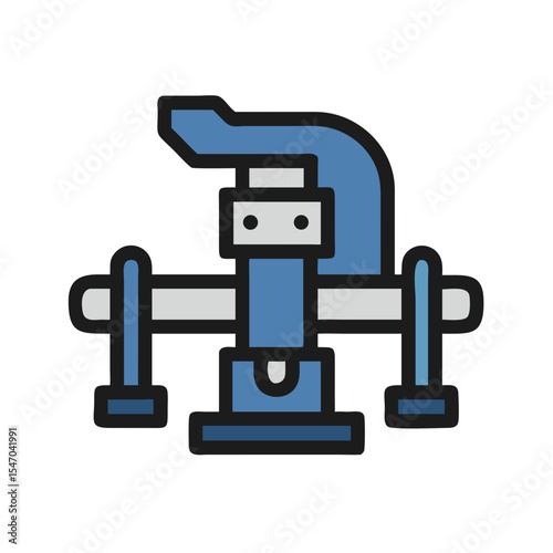 Illustration of metal clamp device with dark outline style