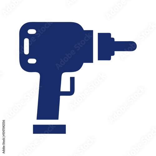 Blue drill icon on black background tool design