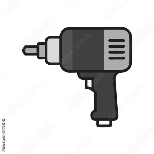 Gray power drill icon on black background illustration graphic