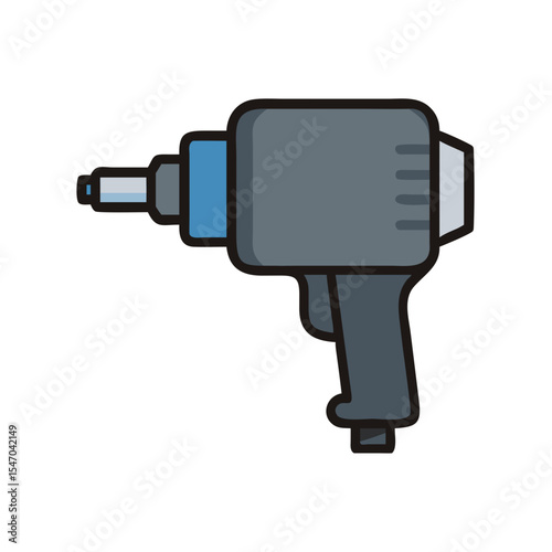 Isolated flat illustration of an impact wrench on black