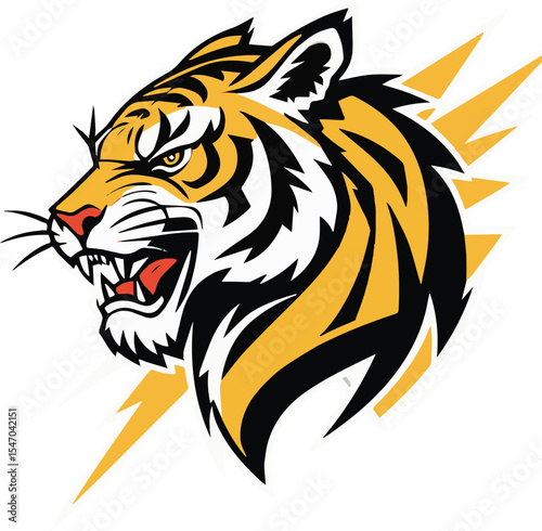 Tiger head vector illustration, a fierce wild cat predator symbol perfect for mascots or tattoos