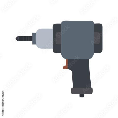 Isolated electric drill tool illustration with black background