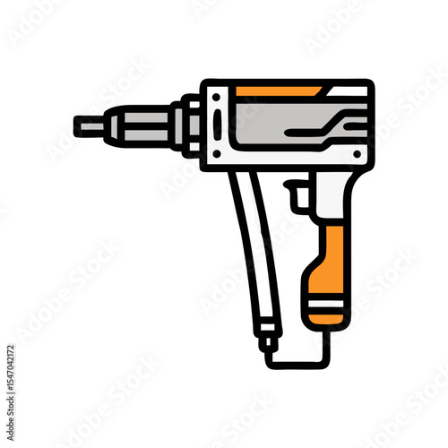 Modern drill icon in bold colors against black background