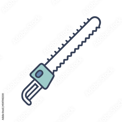 Illustration of a Blue Hand Saw on Black Background