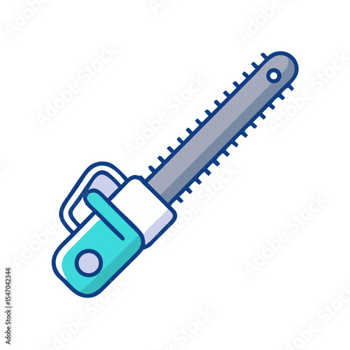 Stylized cartoon chainsaw illustration against black background