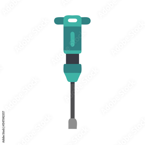 Isolated Teal Jackhammer on Black Background for Construction Work