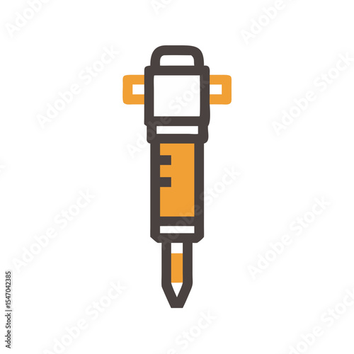 Iconic illustration of a construction jackhammer tool isolated on black