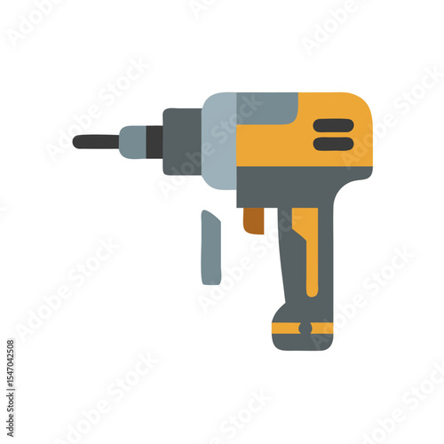 Flat design vector graphic of power drill against black