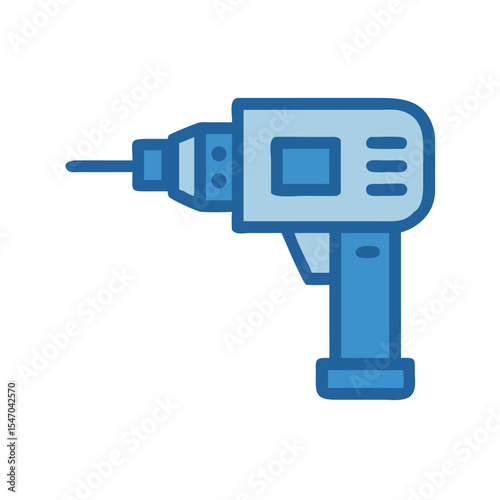 Blue drill isolated on black background simple icon illustration