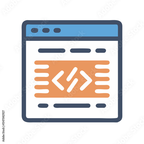Code window depicting programming concepts in a stylized manner