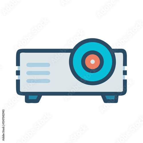 Digital projector vector icon with vibrant color palette