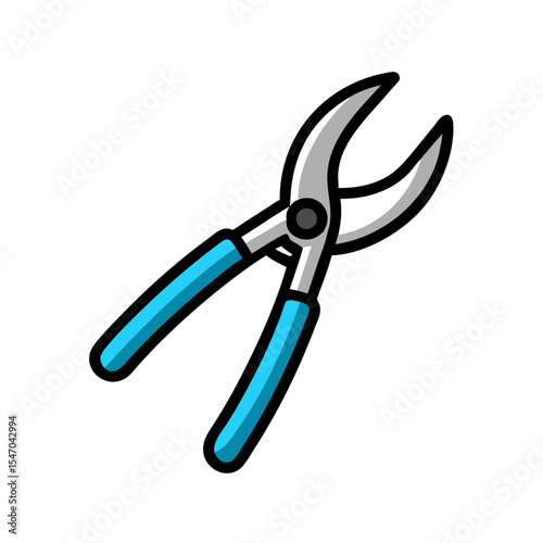 Blue handled shears tool on black background garden equipment