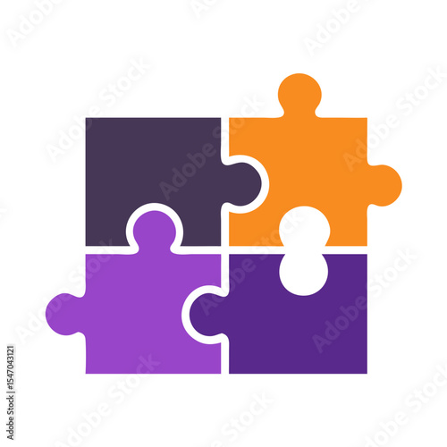 Colorful puzzle pieces forming a square on black background