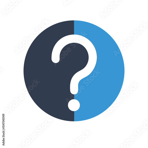 Question mark symbol in blue circle on black background