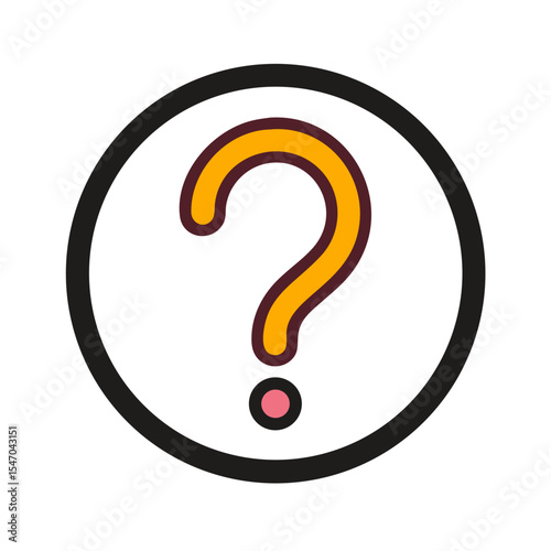 Golden question mark inside circle on black background image