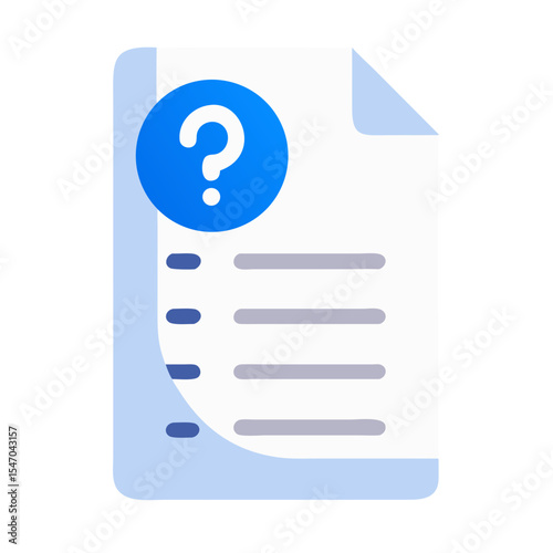 Document with question mark highlighting assistance and information search