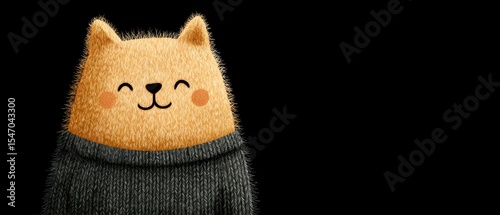 Cute Fluffy Bear in Knit Sweater  Cozy Winter Illustration