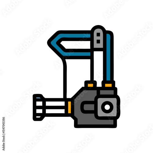 Stylized water filtration system design on a black background