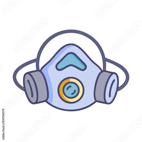 Illustrated respirator mask safety equipment for protection on black