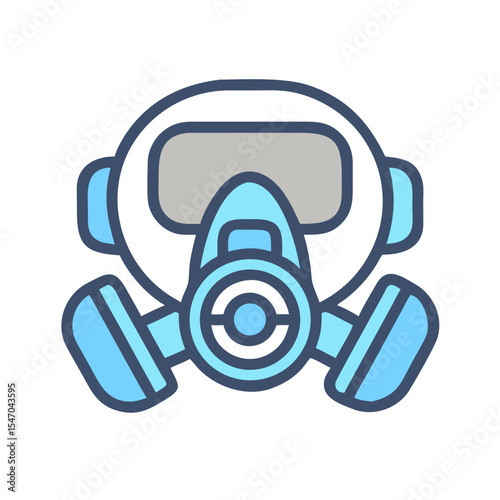 Blue graphic respirator mask against a stark black backdrop