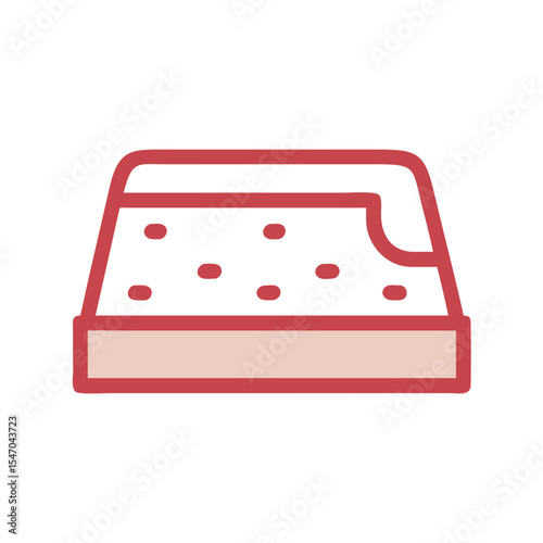 Graphic flat illustration of a bitten frosted cake slice