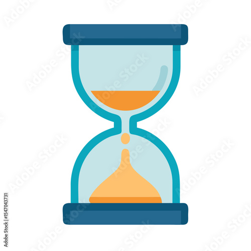Blue and orange hourglass illustration representing time passing slowly