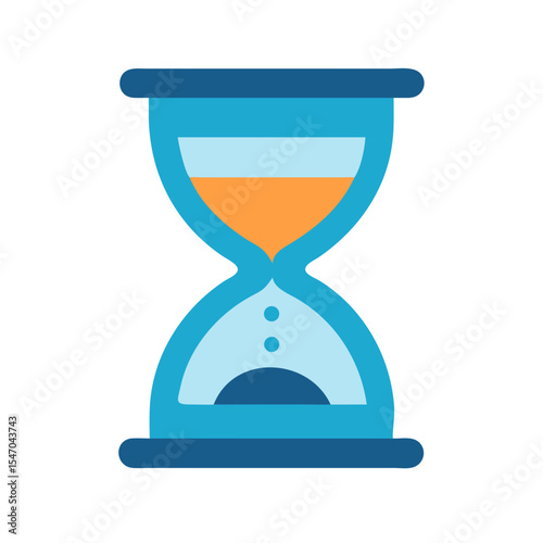 Blue hourglass with sand indicating time passing by slowly