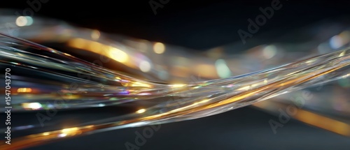 Abstract Liquid Glass Waves  3D Render  Holographic Background