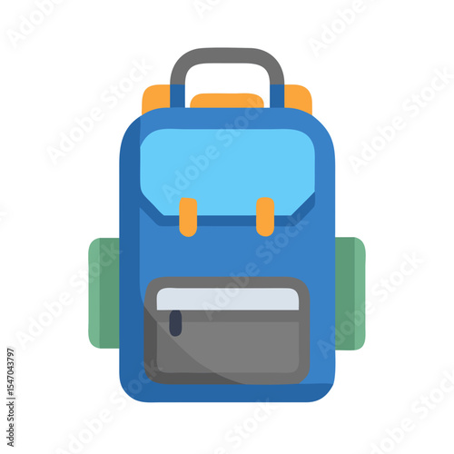 Stylish blue backpack isolated against a black studio background