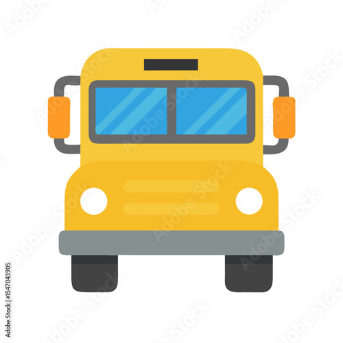 Flat vector illustration of a classic yellow school bus