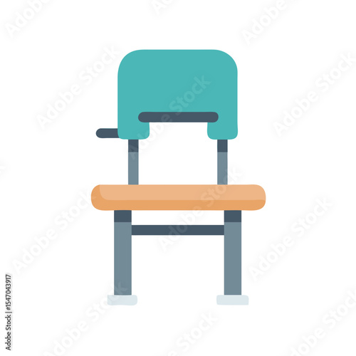 Isolated light blue retro school chair on black background