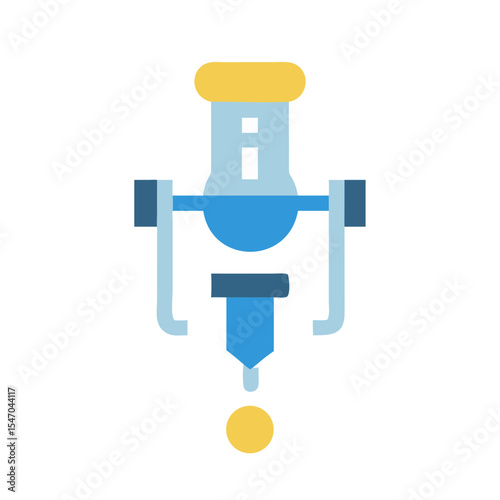 Stylized blue microfluidic dispenser on black background for science uses