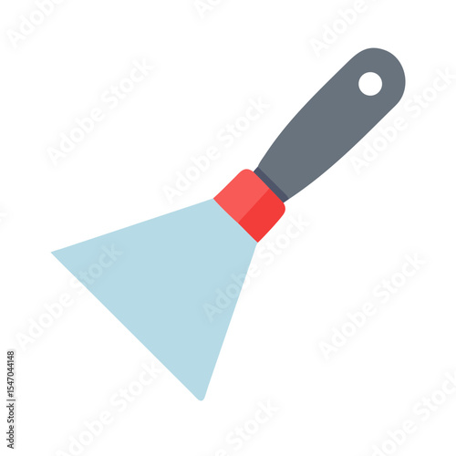 Simple putty knife illustration tool on black background isolated