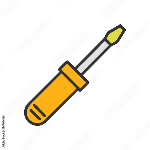 Isolated flat design screwdriver on a solid black background