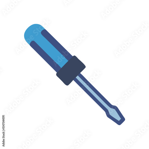Illustration of a blue flat head screwdriver on black