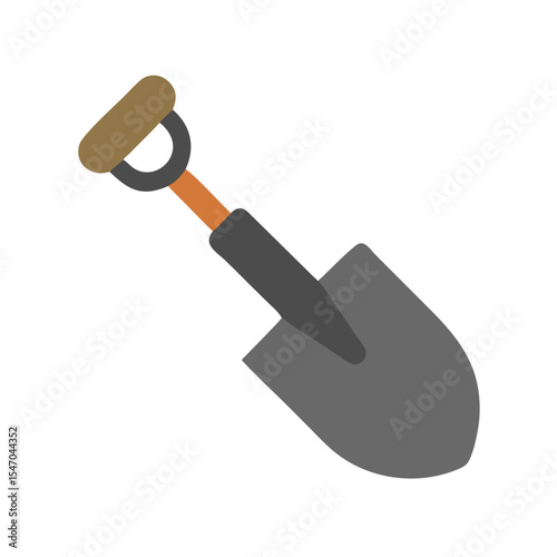 Shovel illustration on black background, gardening and construction tool